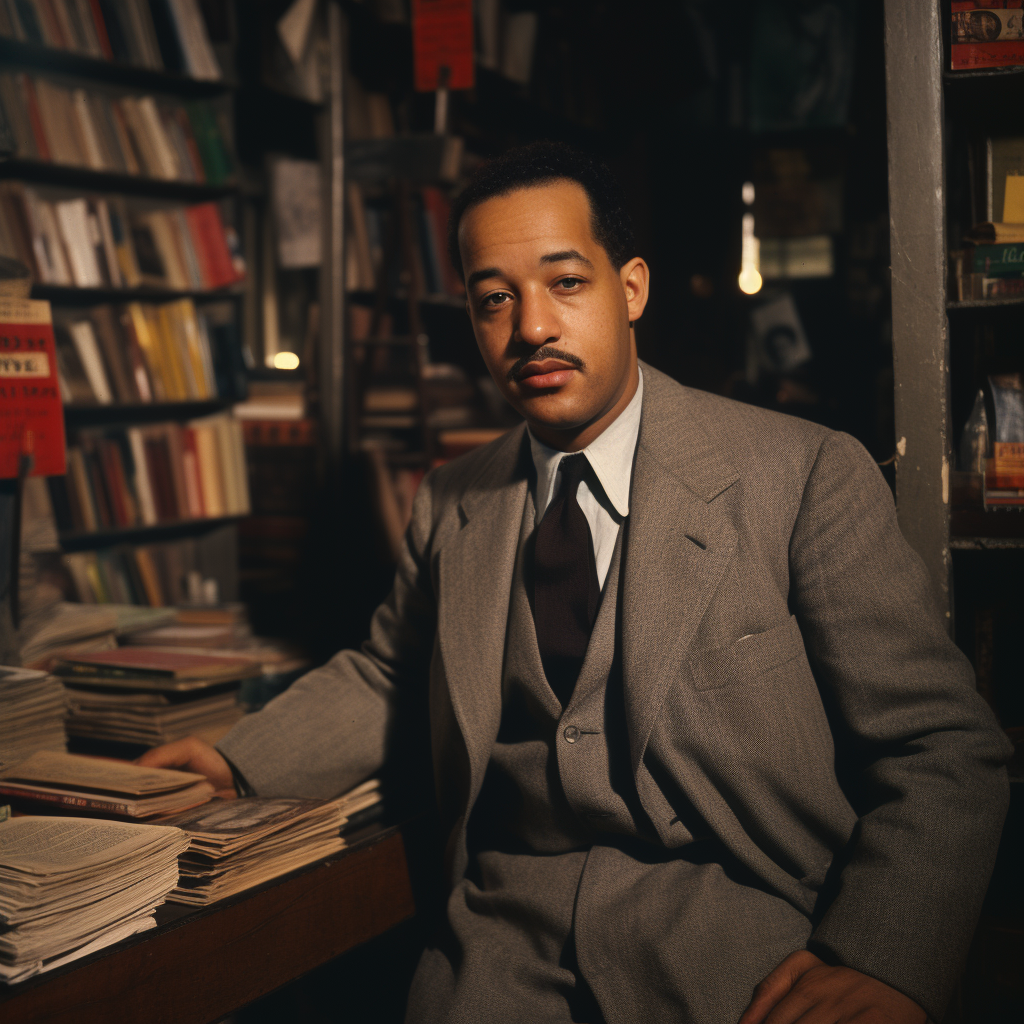 Langston Hughes holding iconic notebook of the era