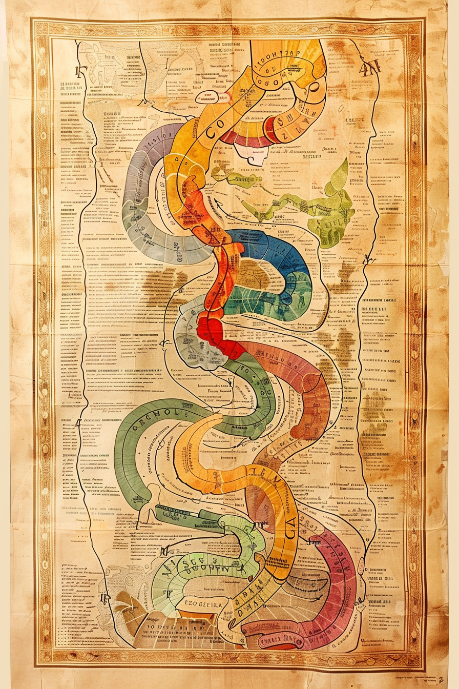 Colorful Language Evolution Map Scroll