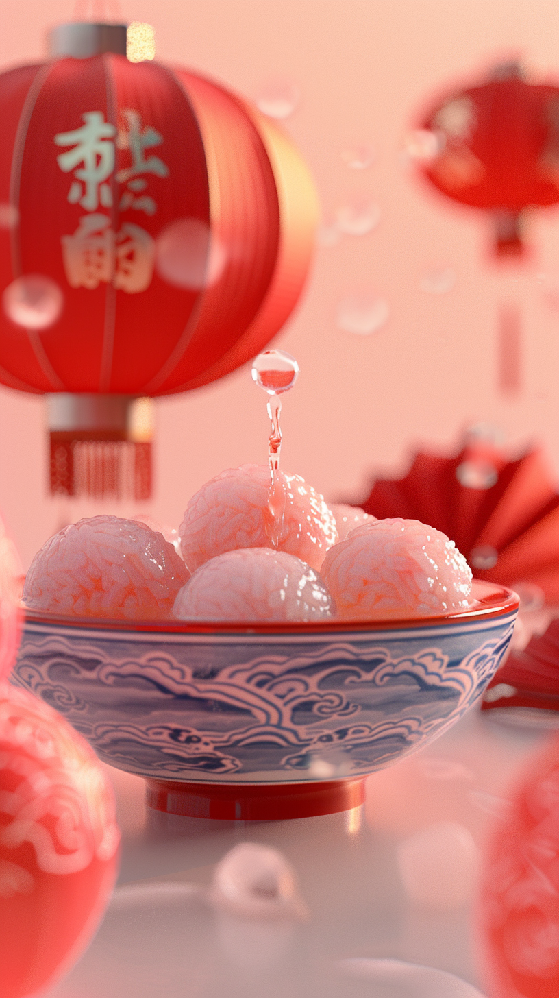 Red Glutinous Rice Balls Lantern Festival