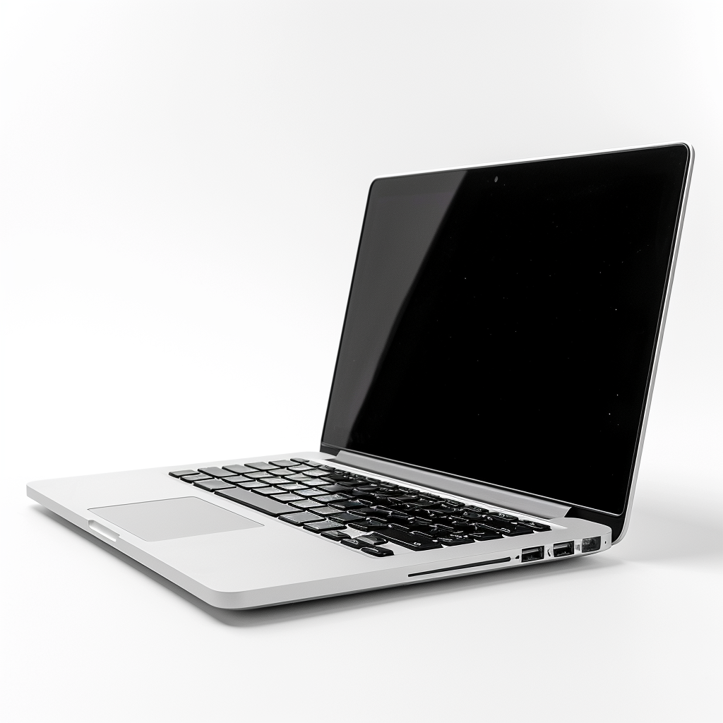 Laptop on white background