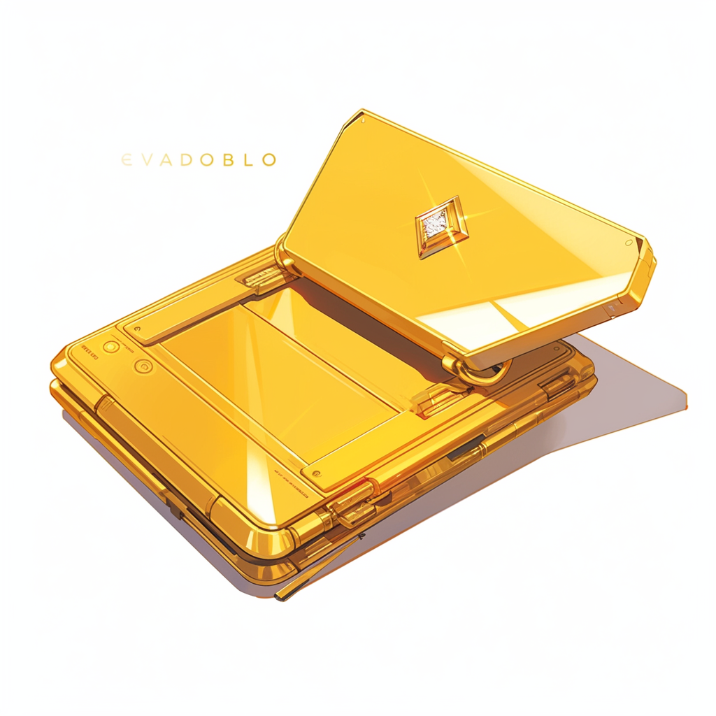 Detailed laptop metal parts in yellow gold