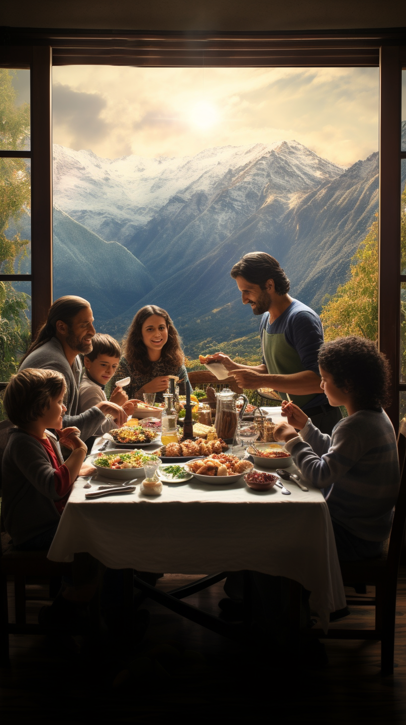 Large Argentine Family Having a Meal