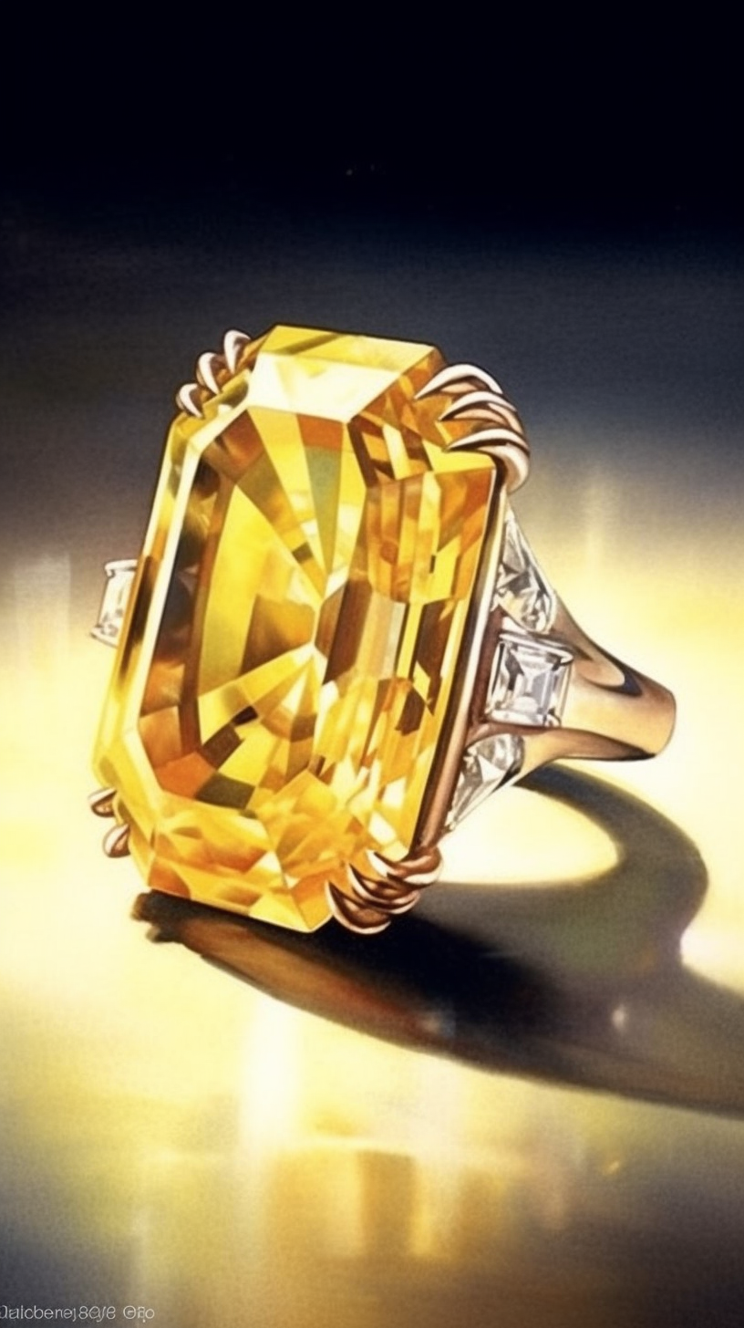 Beautiful yellow background with large diamond ring