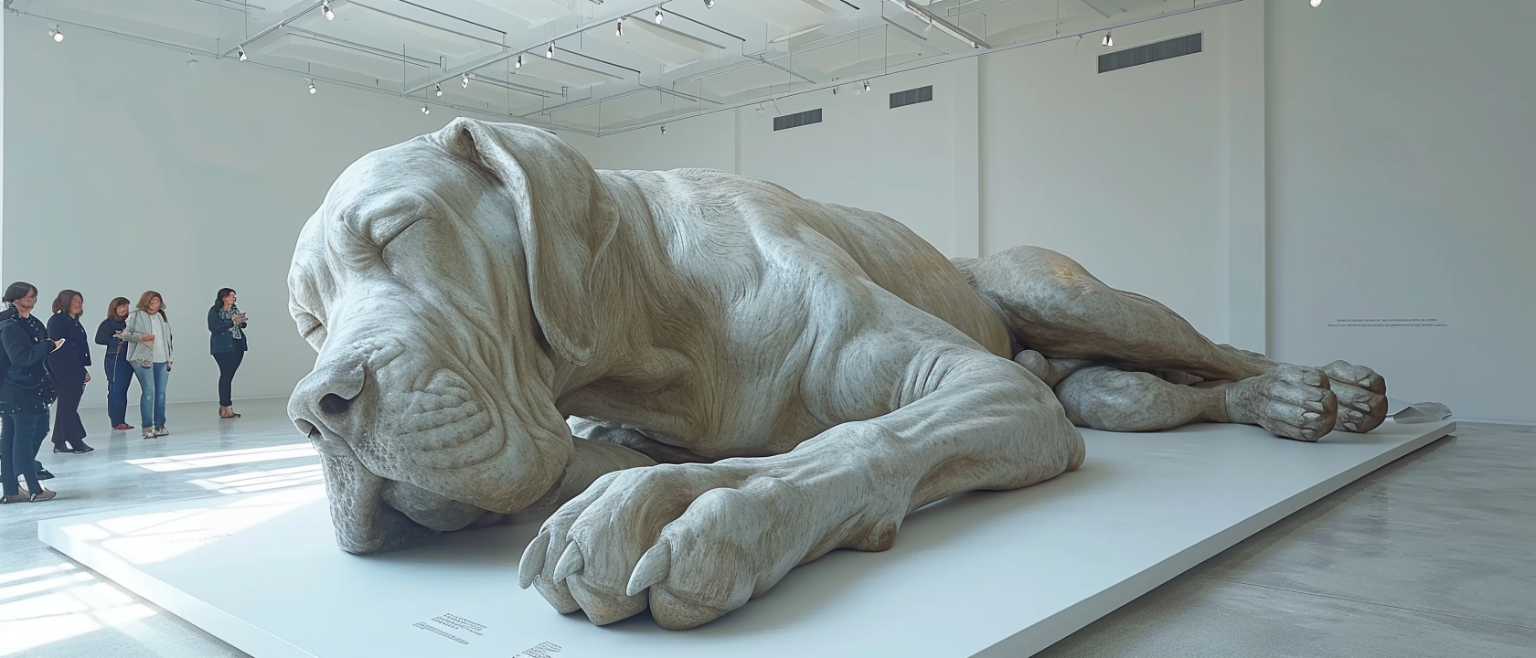 Large Dog Sculptures Sleeping Peacefully