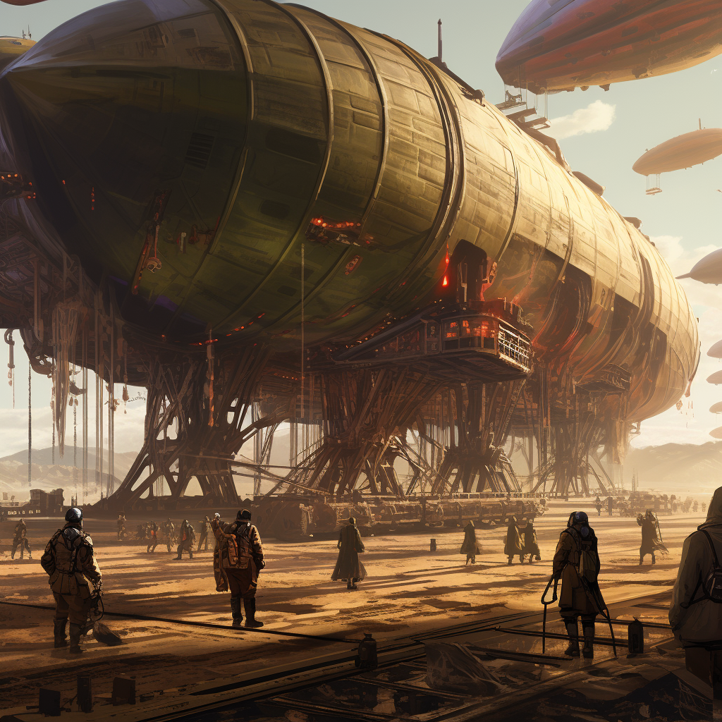 Hanger Airship Cargo Soldiers