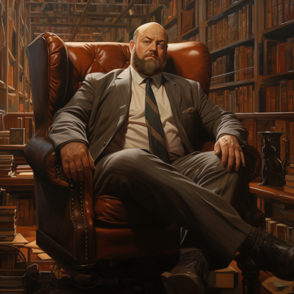 Large Man Suit Interviewed Library