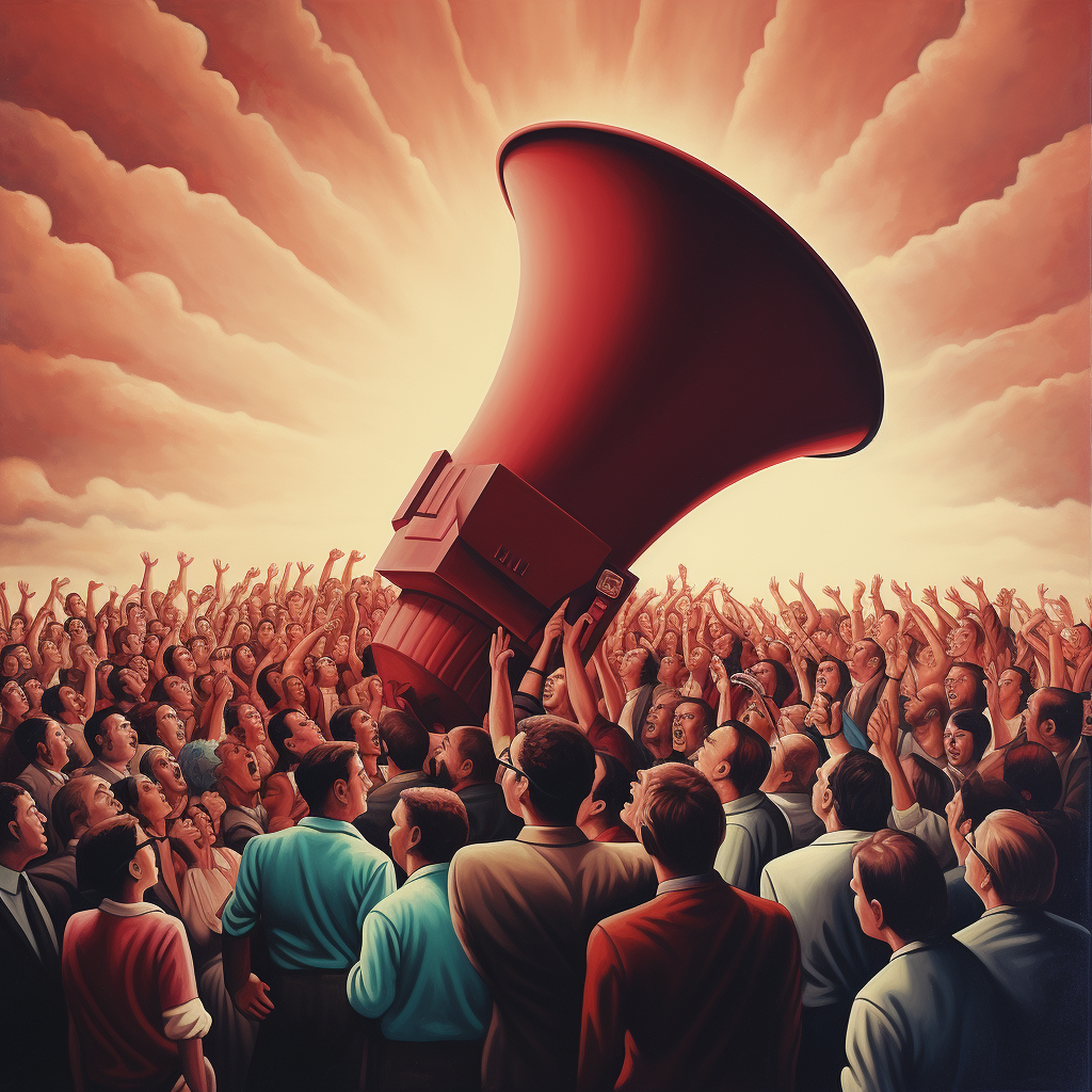 Large Megaphone in Crowd