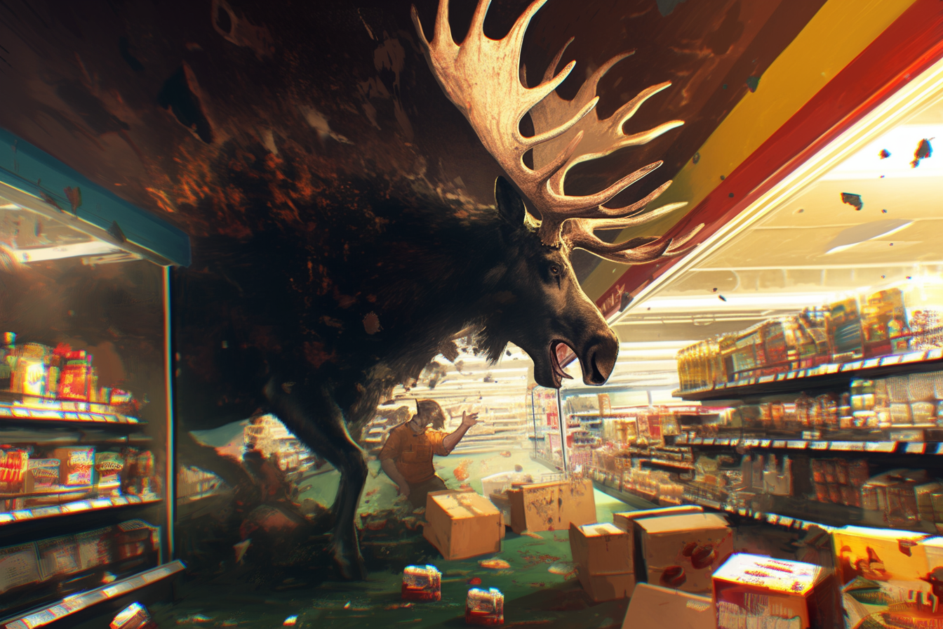 Horrifying Moose Supermarket Scene