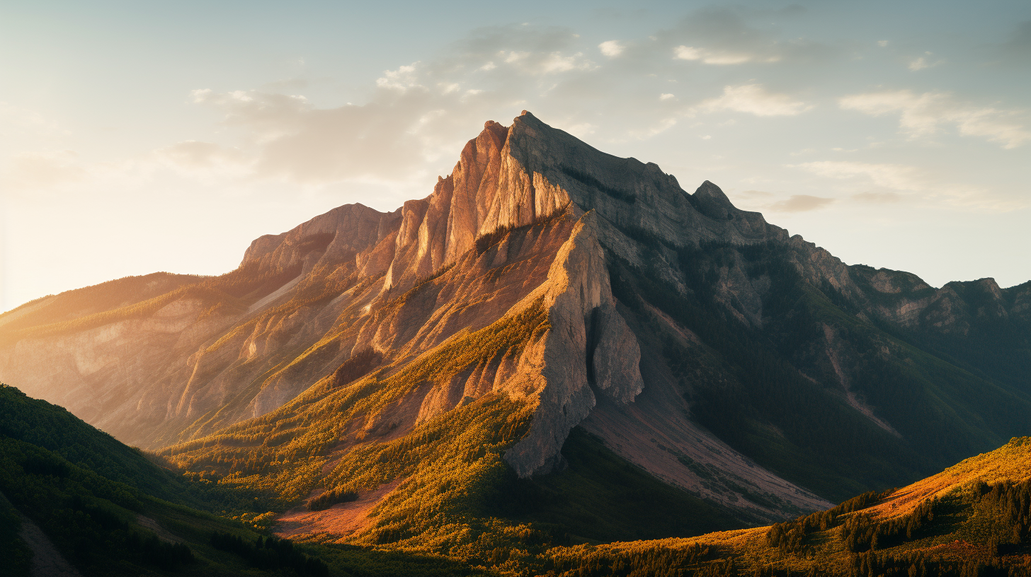 Scenic mountain landscape at golden hour