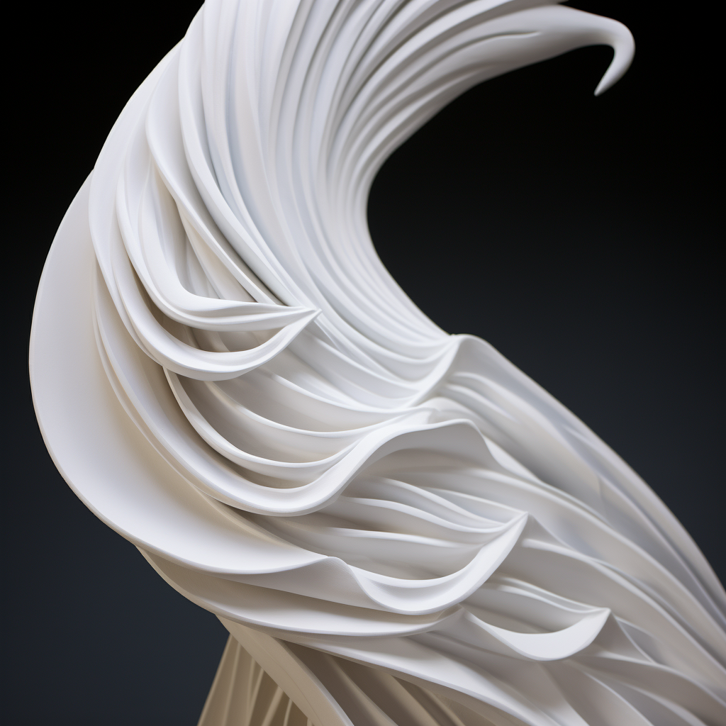 Plaster abstract sculpture in monochromatic neutral white