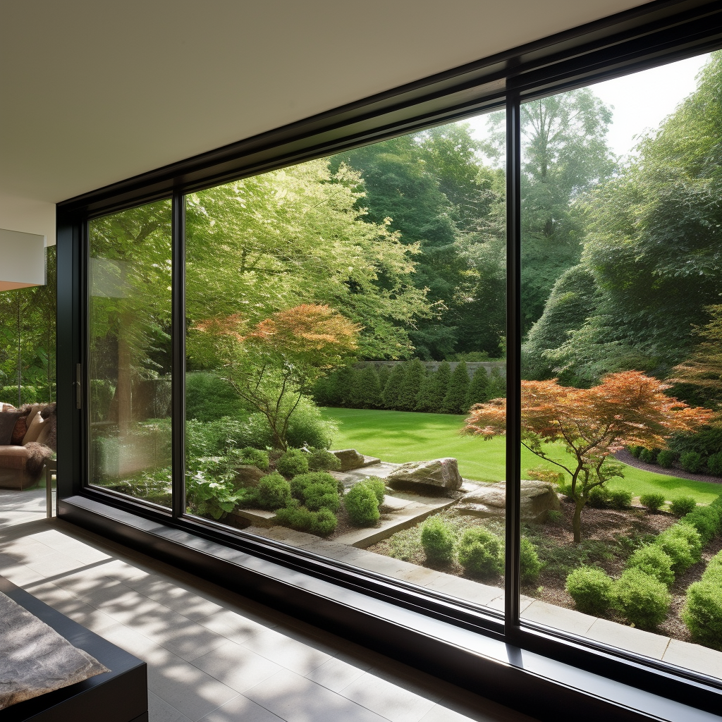 Stylish large sliding windows with panoramic view