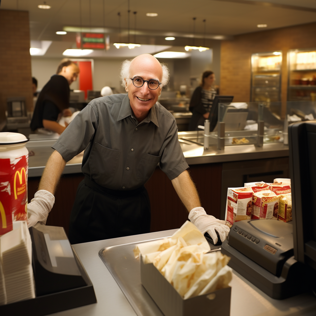 Larry David working at McDonald's