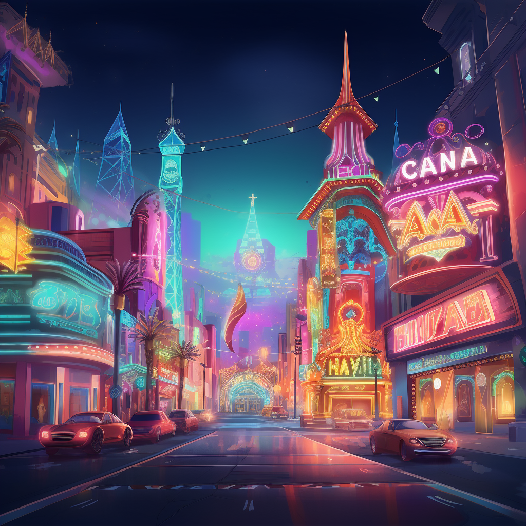 Vibrant 3D Cartoon Art of Las Vegas at Night