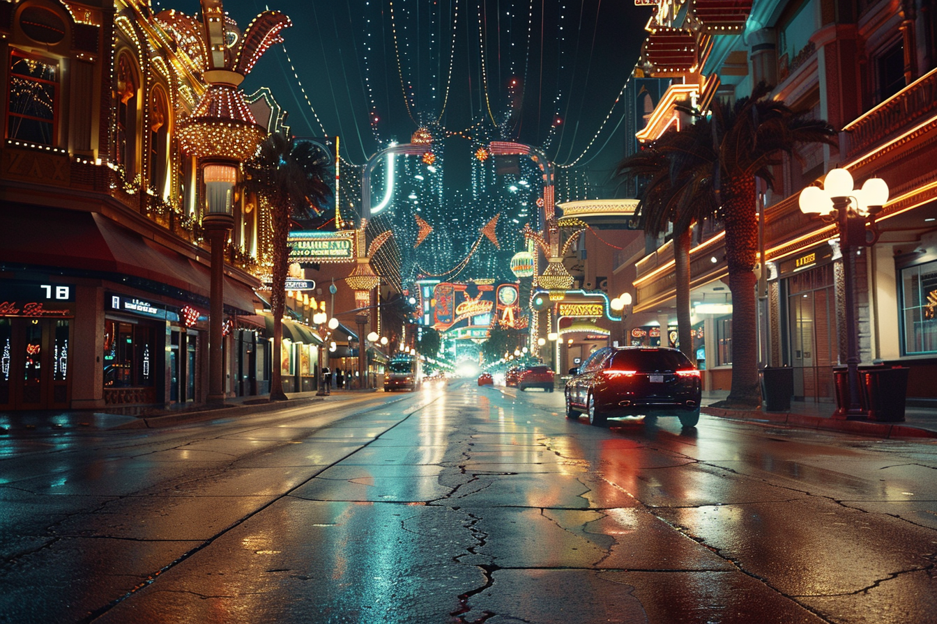 Las Vegas Street Lights Cinematic Shot