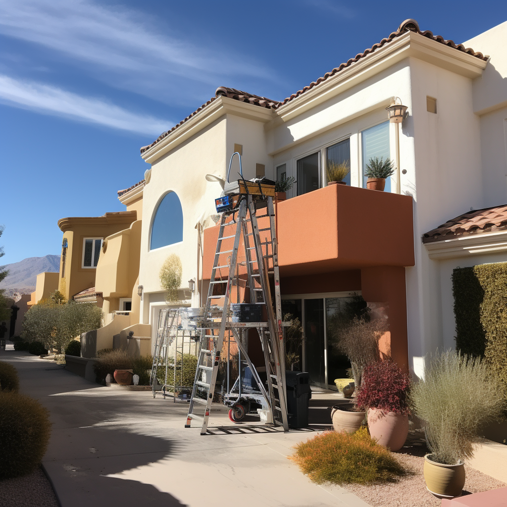 Two-story Las Vegas home with painting equipment