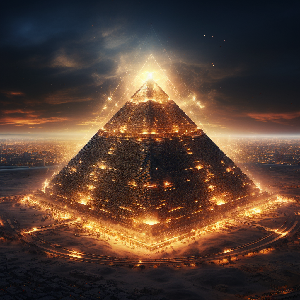 Photorealistic laser-light pyramid