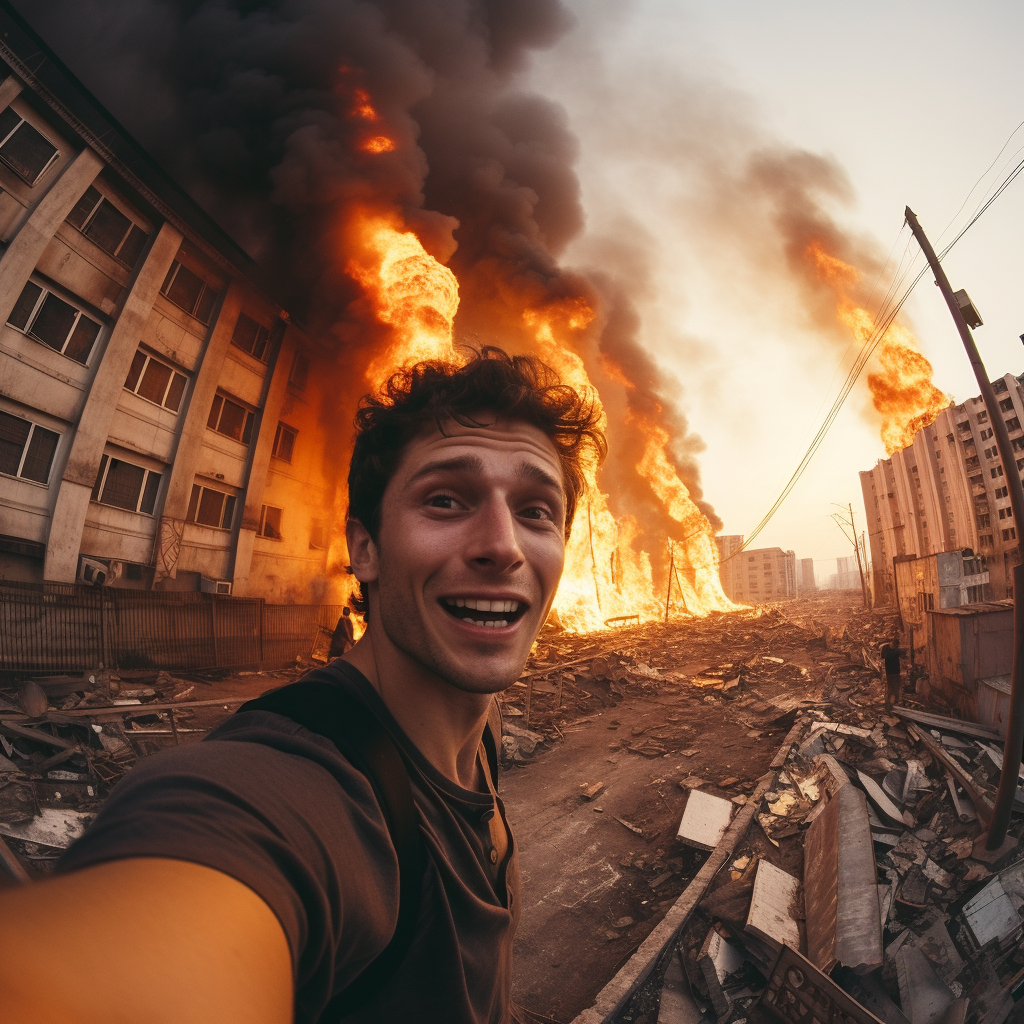 Last selfie on earth during eminent apocalypse