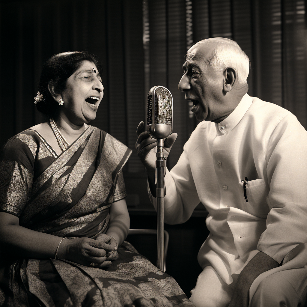 Lata Mangeshkar singing in front of Pundit Nehru