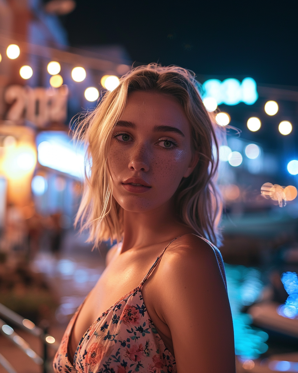 Beautiful model smiling at Latchi Harbour, Cyprus