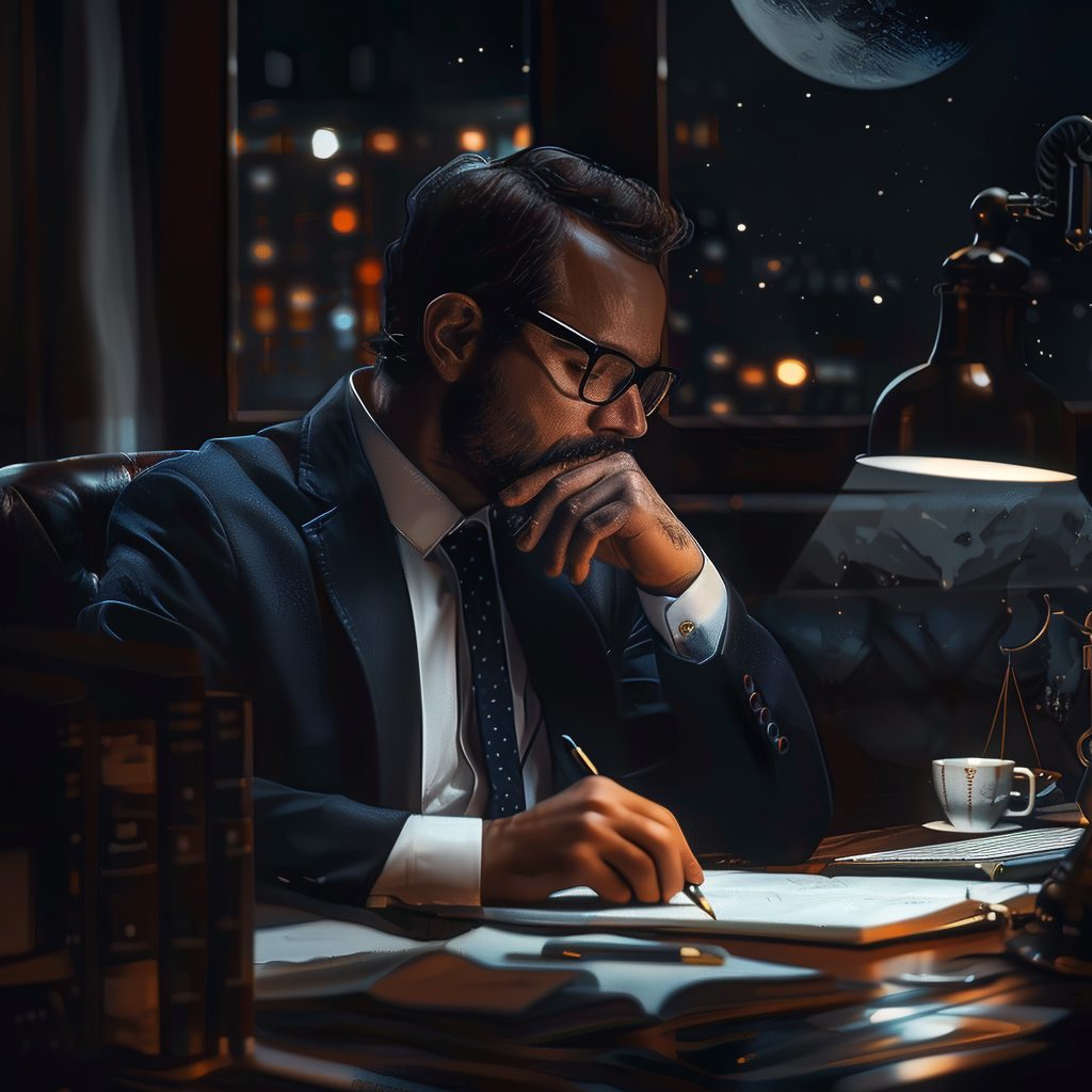 Lawyer working late night