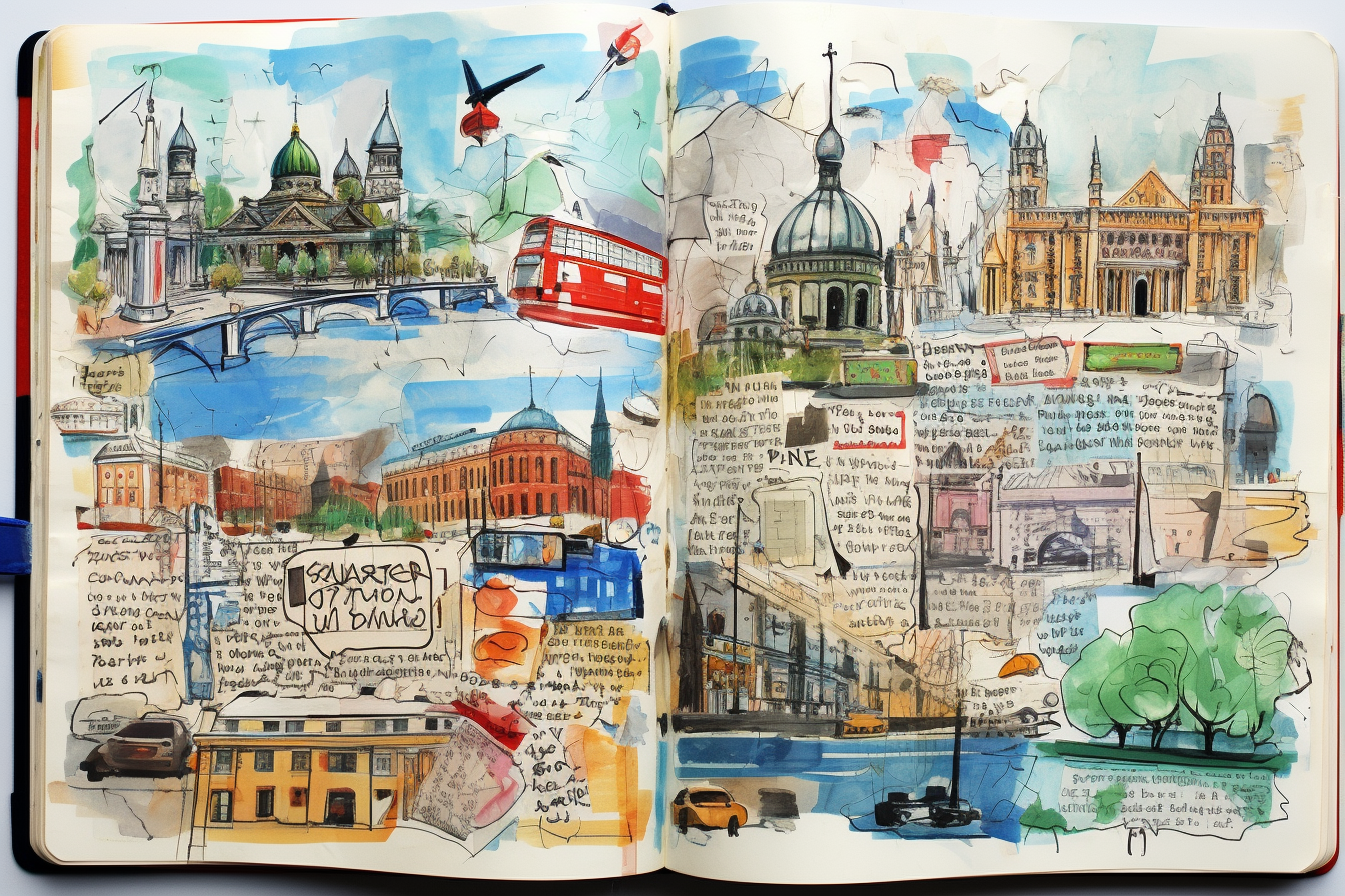 Vibrant Latin Europe Travel Sketchbook Artwork