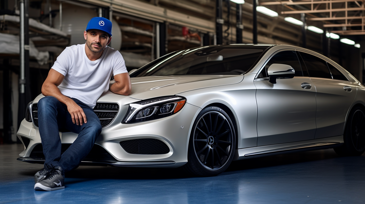 Latin Man with 2023 Mercedes Benz AMG SL