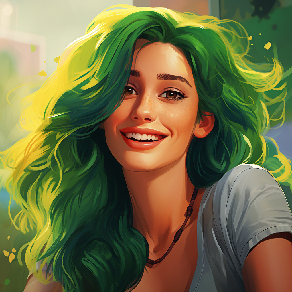 Latina Julia Roberts with Green Hair and Cute Dimples