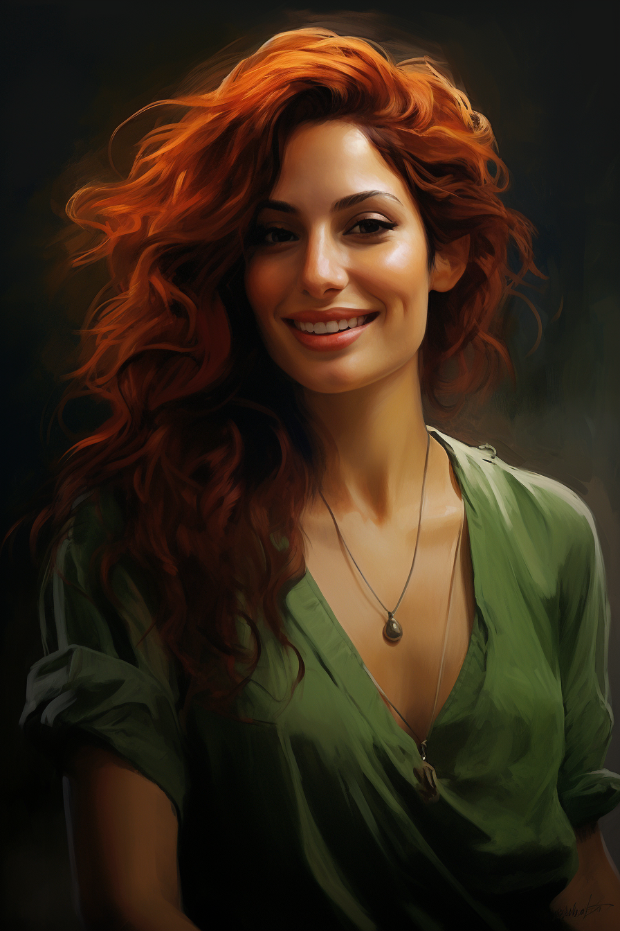 Latina Julia Roberts with Green Hair and Dimples