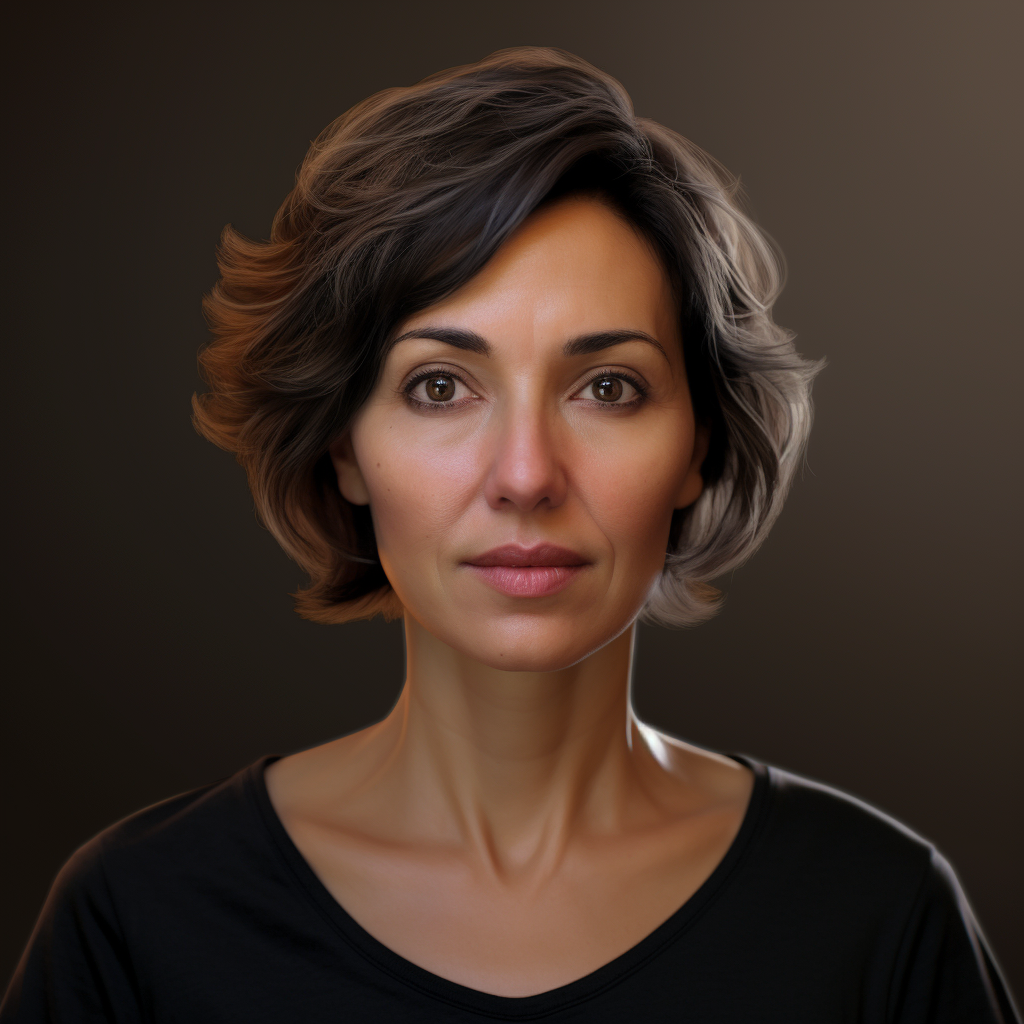 Latina mother with short hair portrait