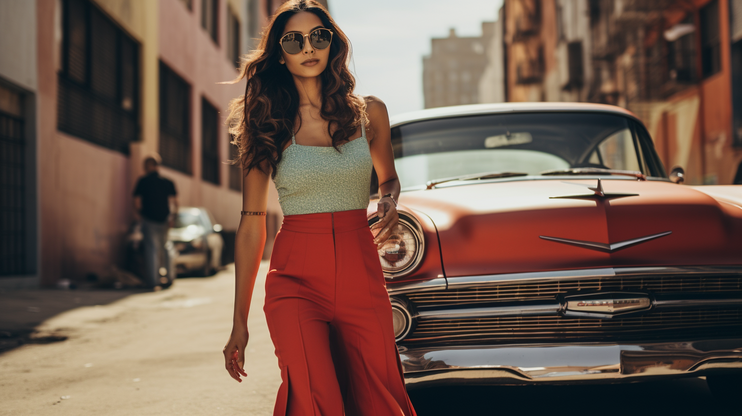 Latina woman walking to car with nice tiers