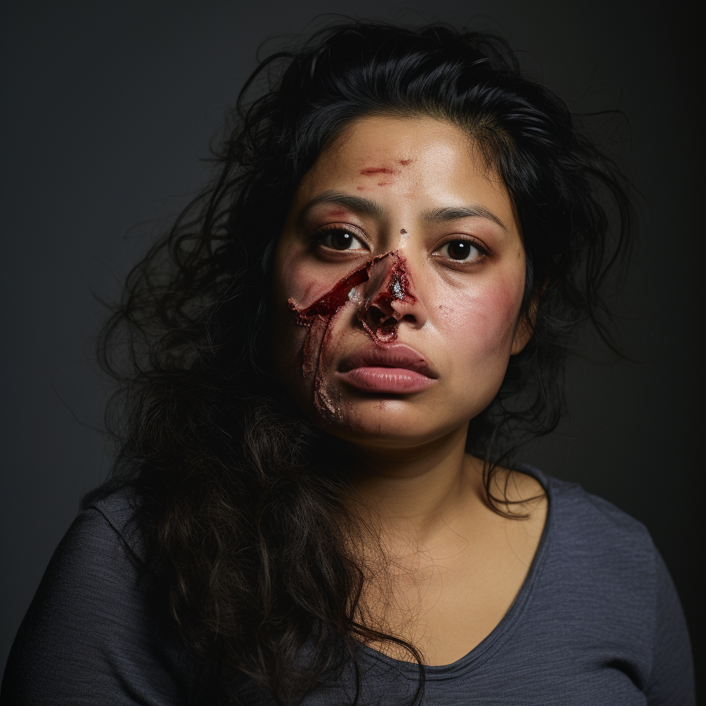 Undocumented Latina Mom with Face Injuries