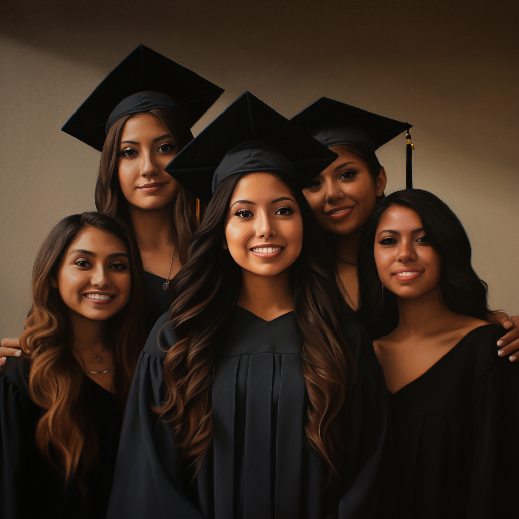 Smiling Latina Woman Graduating Surrounded by Family