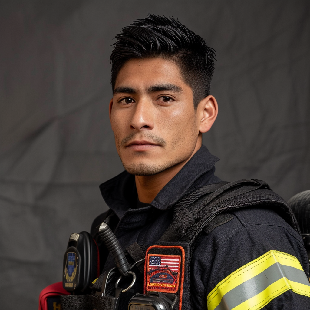 Latino Fire Rescuer Headshot Image