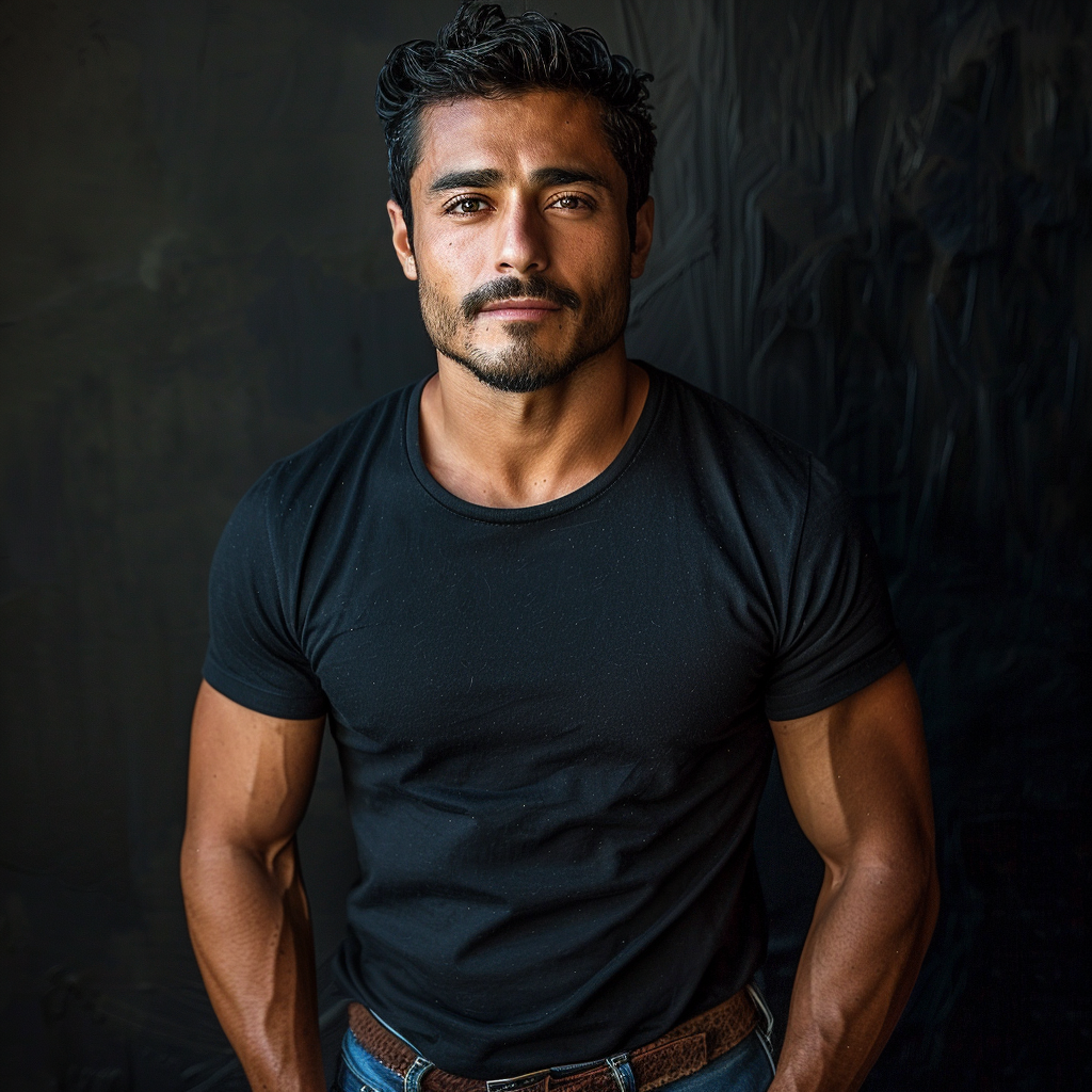 Handsome Latino Man in Black Shirt