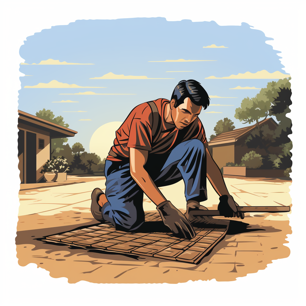 Latino person installing pavers for logo