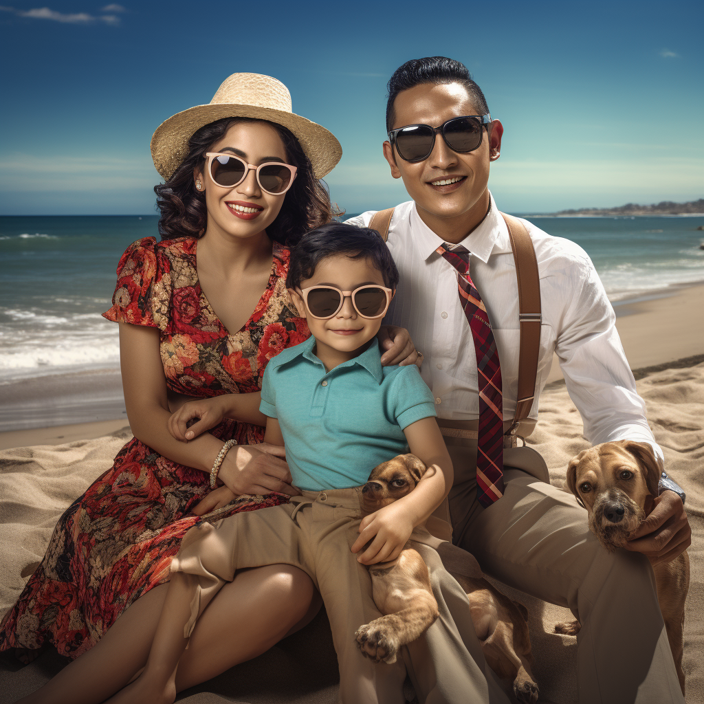 Latino family on the beach