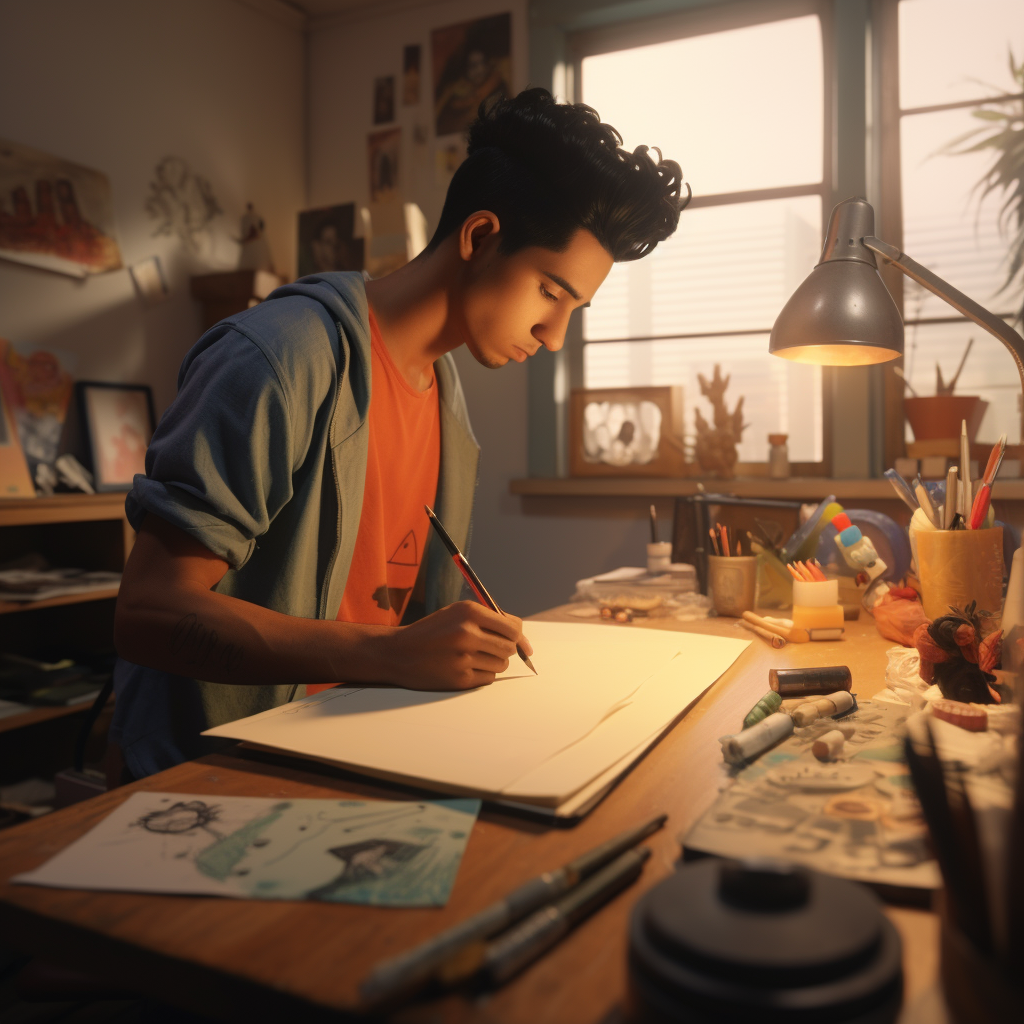 Sketching a latino character with passion