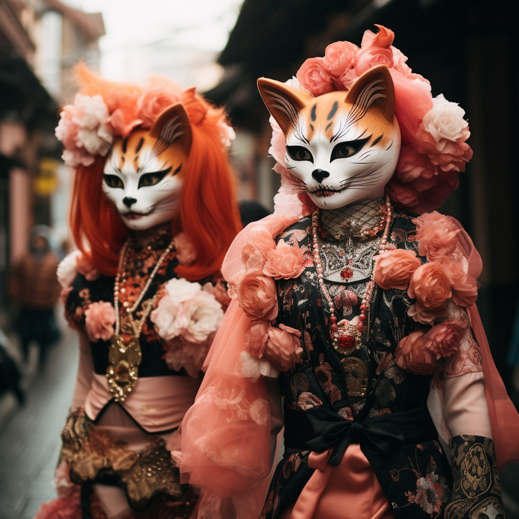 Colorful Laughing Catrinas Celebrating Day of Deaths