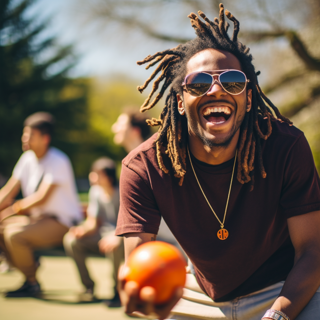 College student playing bocce ball