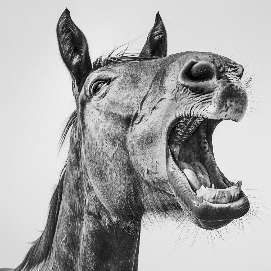 Laughing horse detailed canvas drawing