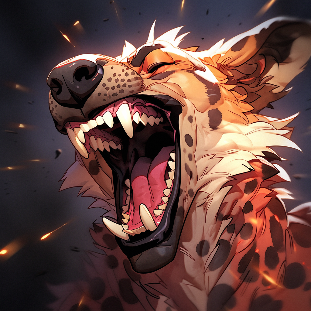 Hyena with big teeth laughing