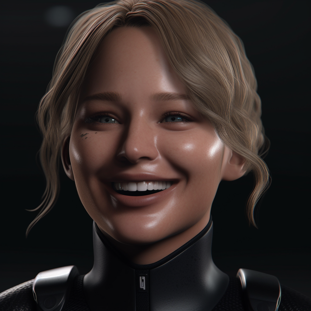 Close-up of Laughing Jennifer Lawrence in Black Gear