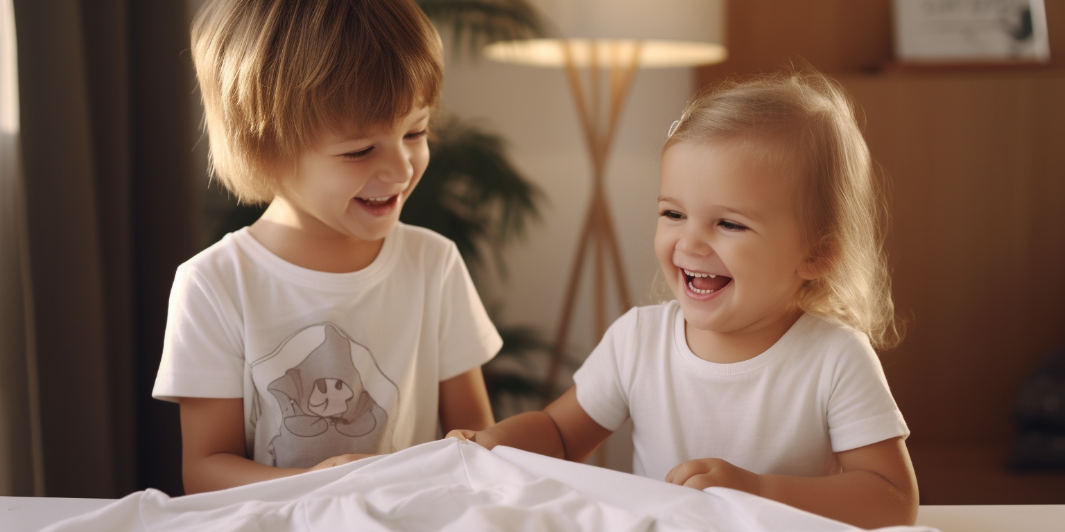 Two cute kids wearing a t-shirt together