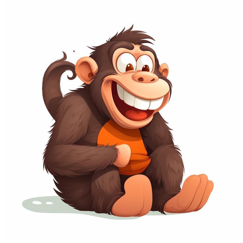 Laughing monkey cartoon on white background