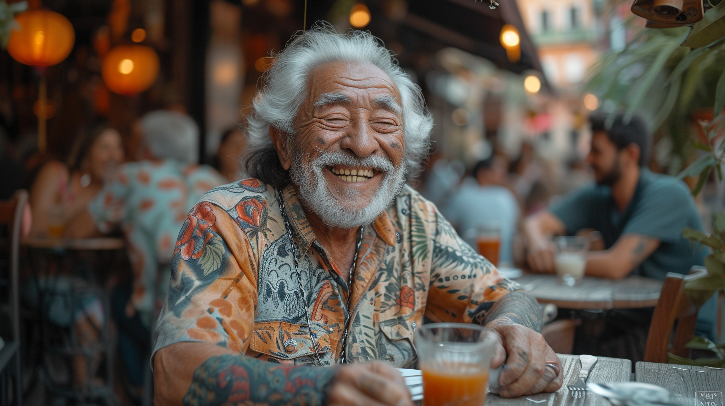 Old Napolitan People Drinking Coffee with Friends