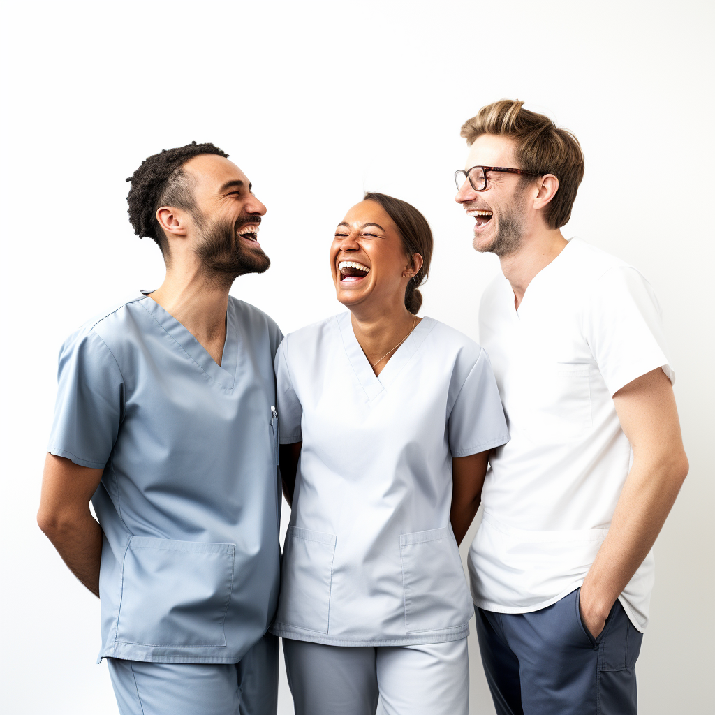 Three Physiotherapists Laughing Outdoors