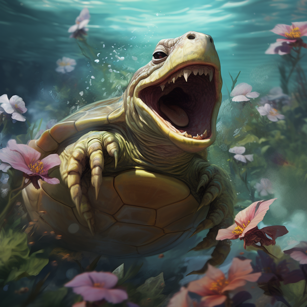 Cute turtle laughing with joy