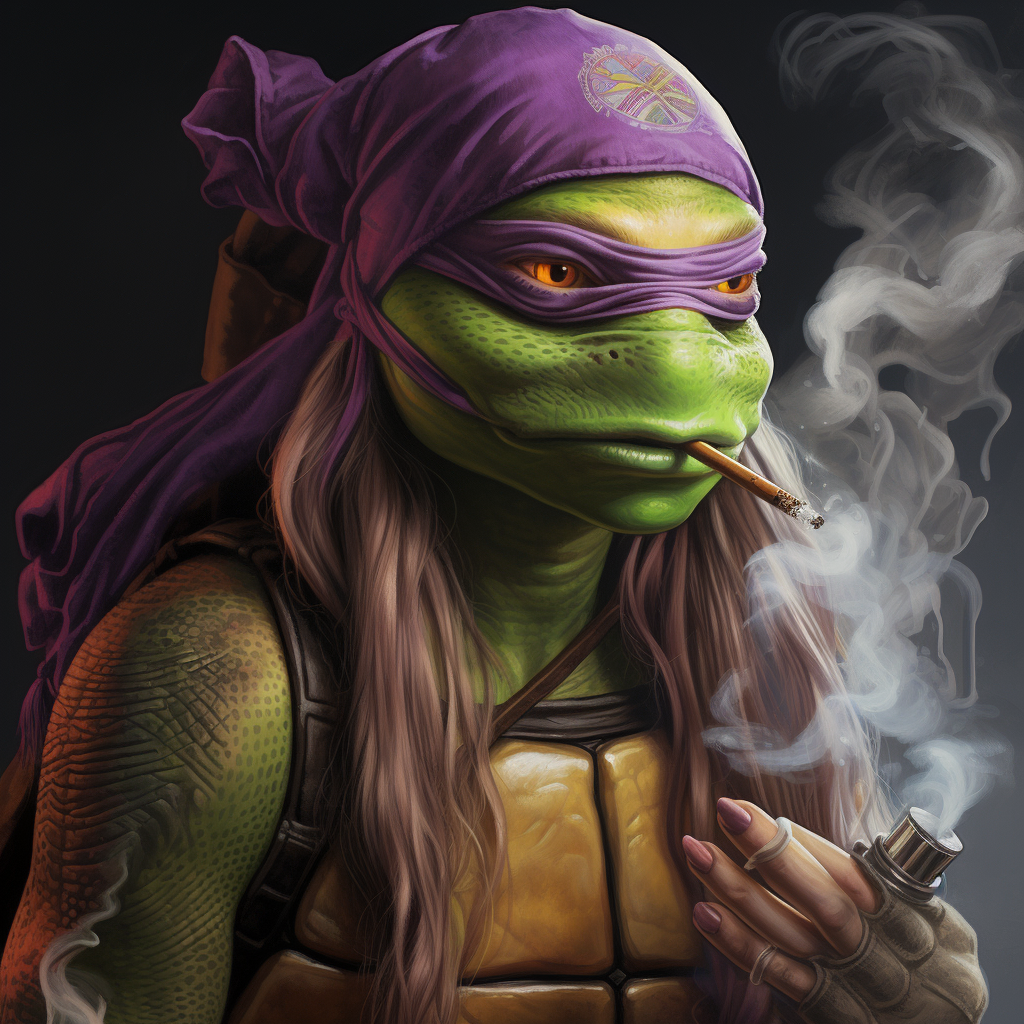 Lauren Boebert as a Ninja Turtle Vaping