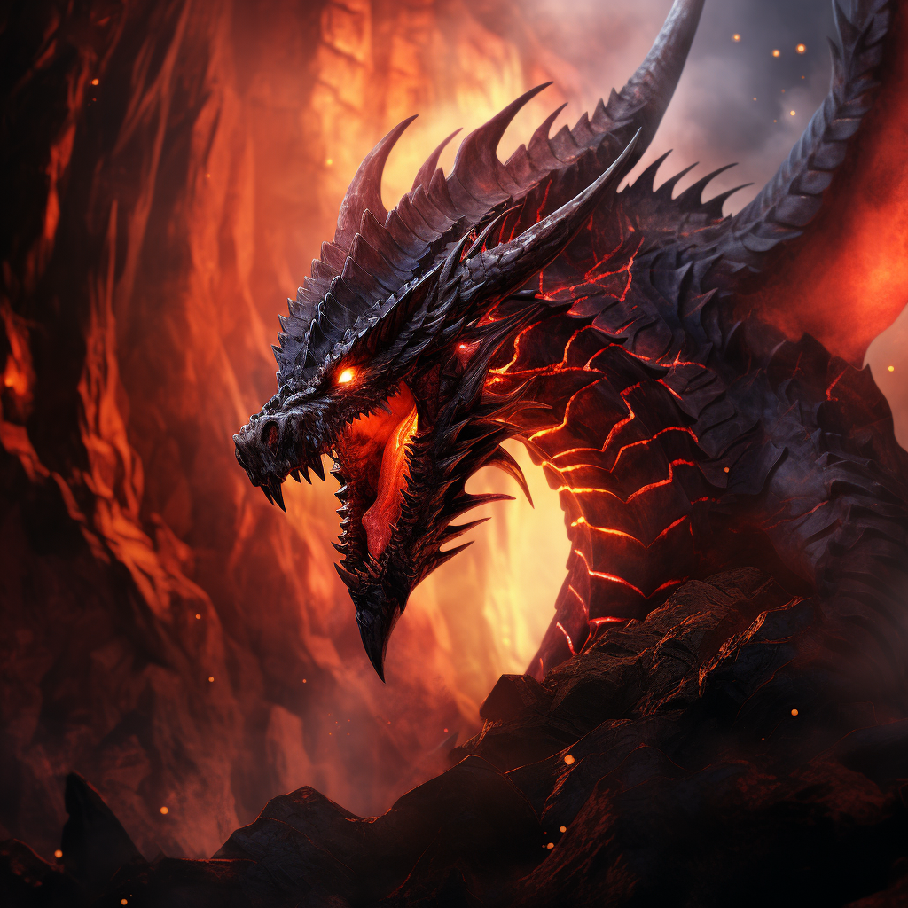 Fiery lava wyrm dragon artwork