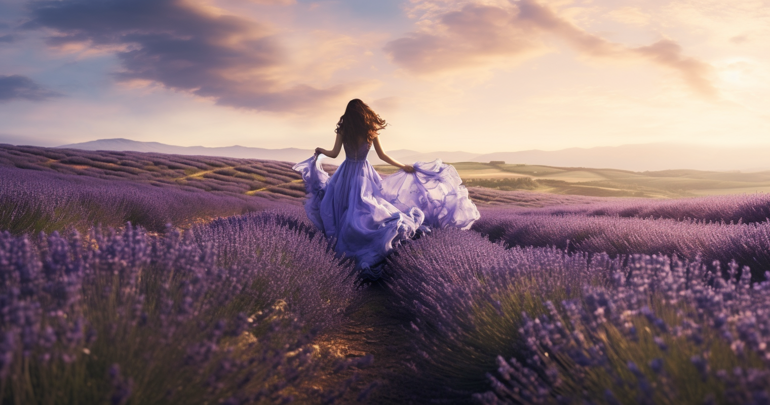 Dreamy lavender field with rolling hills